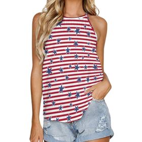 AILLOSA FLAG-60 Yuvarlak Yaka Kolsuz Kadın T-shirt