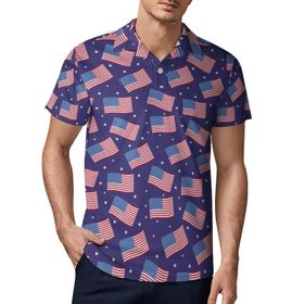 AILLOSA FLAG-61 3D Baskılı Desen Kısa Kollu Polo Yaka Erkek T-shirt