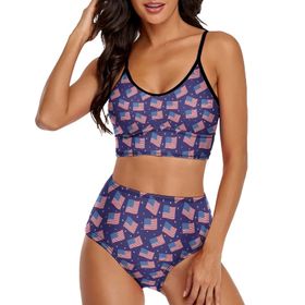 AILLOSA FLAG-61 Geniş Omuz Askılı Üçgen Bikini Üstü Alçak Bel İki Parça Kadın Bikini Seti