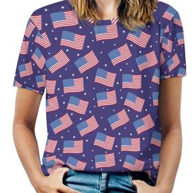 AILLOSA FLAG-61 Tamamı Baskılı Kısa Kollu Yuvarlak Yaka Kadın T-shirt