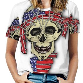 AILLOSA FLAG-62 Tamamı Baskılı Kısa Kollu Yuvarlak Yaka Kadın T-shirt