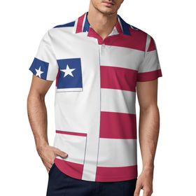 AILLOSA FLAG-63 3D Baskılı Desen Kısa Kollu Polo Yaka Erkek T-shirt