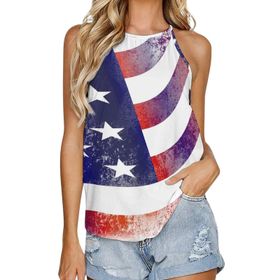 AILLOSA FLAG-66 Yuvarlak Yaka Kolsuz Kadın T-shirt