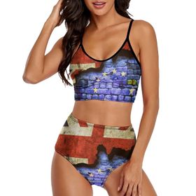 AILLOSA FLAG-68 Geniş Omuz Askılı Üçgen Bikini Üstü Alçak Bel İki Parça Kadın Bikini Seti