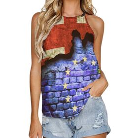 AILLOSA FLAG-68 Yuvarlak Yaka Kolsuz Kadın T-shirt