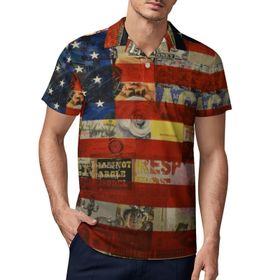 AILLOSA FLAG-69 3D Baskılı Desen Kısa Kollu Polo Yaka Erkek T-shirt