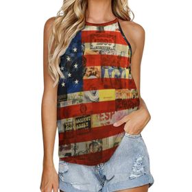 AILLOSA FLAG-69 Yuvarlak Yaka Kolsuz Kadın T-shirt