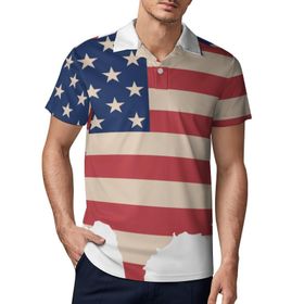 AILLOSA FLAG-70 3D Baskılı Desen Kısa Kollu Polo Yaka Erkek T-shirt