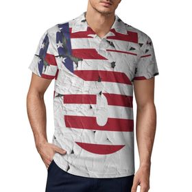 AILLOSA FLAG-72 3D Baskılı Desen Kısa Kollu Polo Yaka Erkek T-shirt
