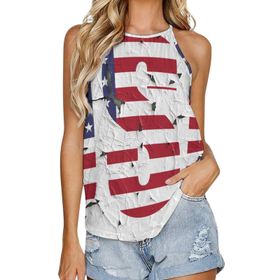 AILLOSA FLAG-72 Yuvarlak Yaka Kolsuz Kadın T-shirt