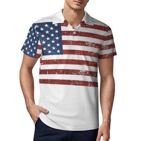 AILLOSA FLAG-73 3D Baskılı Desen Kısa Kollu Polo Yaka Erkek T-shirt