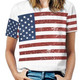 AILLOSA FLAG-73 Tamamı Baskılı Kısa Kollu Yuvarlak Yaka Kadın T-shirt