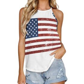 AILLOSA FLAG-73 Yuvarlak Yaka Kolsuz Kadın T-shirt