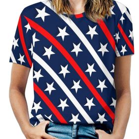 AILLOSA FLAG-74 Tamamı Baskılı Kısa Kollu Yuvarlak Yaka Kadın T-shirt