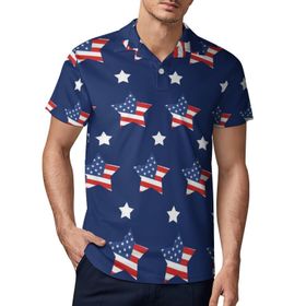 AILLOSA FLAG-77 3D Baskılı Desen Kısa Kollu Polo Yaka Erkek T-shirt