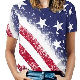 AILLOSA FLAG-78 Tamamı Baskılı Kısa Kollu Yuvarlak Yaka Kadın T-shirt