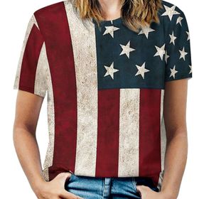 AILLOSA FLAG-82 Tamamı Baskılı Kısa Kollu Yuvarlak Yaka Kadın T-shirt