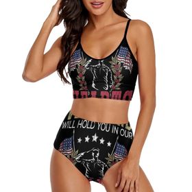 AILLOSA FLAG-84 Geniş Omuz Askılı Üçgen Bikini Üstü Alçak Bel İki Parça Kadın Bikini Seti