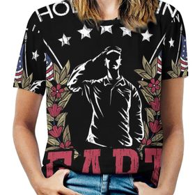 AILLOSA FLAG-84 Tamamı Baskılı Kısa Kollu Yuvarlak Yaka Kadın T-shirt
