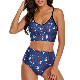 AILLOSA FLAG-85 Geniş Omuz Askılı Üçgen Bikini Üstü Alçak Bel İki Parça Kadın Bikini Seti