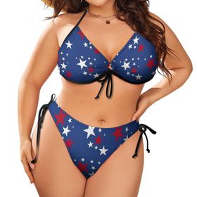AILLOSA Flag-85 Karın Kontrolü İki Parça Büyük Beden Kadın Bikini Seti