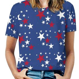 AILLOSA FLAG-85 Tamamı Baskılı Kısa Kollu Yuvarlak Yaka Kadın T-shirt
