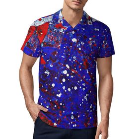 AILLOSA FLAG-86 3D Baskılı Desen Kısa Kollu Polo Yaka Erkek T-shirt