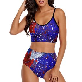 AILLOSA FLAG-86 Geniş Omuz Askılı Üçgen Bikini Üstü Alçak Bel İki Parça Kadın Bikini Seti