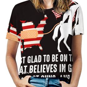 AILLOSA FLAG-88 Tamamı Baskılı Kısa Kollu Yuvarlak Yaka Kadın T-shirt