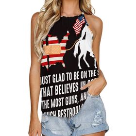 AILLOSA FLAG-88 Yuvarlak Yaka Kolsuz Kadın T-shirt