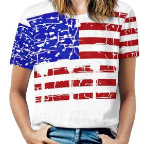 AILLOSA FLAG-90 Tamamı Baskılı Kısa Kollu Yuvarlak Yaka Kadın T-shirt