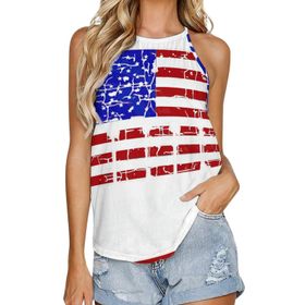 AILLOSA FLAG-90 Yuvarlak Yaka Kolsuz Kadın T-shirt