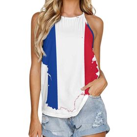 AILLOSA FLAG-92 Yuvarlak Yaka Kolsuz Kadın T-shirt