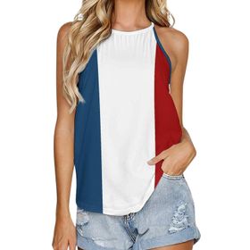 AILLOSA FLAG-94 Yuvarlak Yaka Kolsuz Kadın T-shirt
