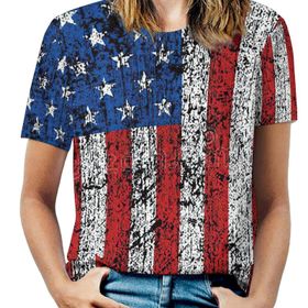 AILLOSA FLAG-97 Tamamı Baskılı Kısa Kollu Yuvarlak Yaka Kadın T-shirt
