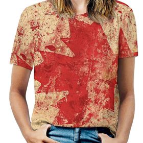 AILLOSA FLAG-99 Tamamı Baskılı Kısa Kollu Yuvarlak Yaka Kadın T-shirt