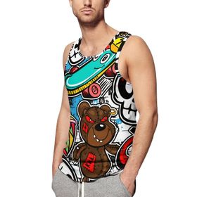 AILLOSA Fun-Top Relax Tembel Hayvan Baskılı Yazlık YH-339 Erkek Atlet