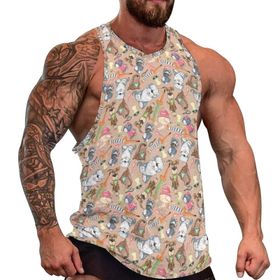 AILLOSA Fun-Top Relax Tembel Hayvan Baskılı Yazlık YH-575 Erkek Atlet