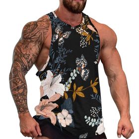 AILLOSA Fun Tops Tank Top Tembel Hayvan Basklı Rahat YH-17 Erkek T-shirt