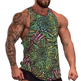 AILLOSA Fun Tops Tank Top Tembel Hayvan Basklı Rahat YH-47 Erkek T-shirt