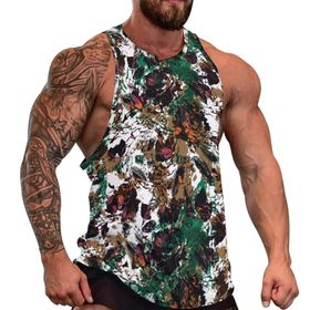 AILLOSA Fun Tops Tank Top Tembel Hayvan Basklı Rahat YH-52 Erkek T-shirt
