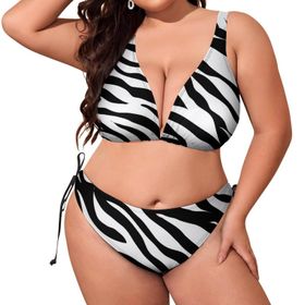AILLOSA GF21 Dolgulu İki Parça Boyundan Bağlı Büyük Beden Kadın Bikini Seti