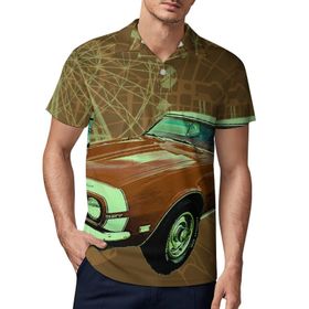 AILLOSA GFY04 3D Baskılı Desen Kısa kollu Polo Yaka Erkek T-shirt
