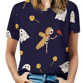 AILLOSA GFY06 Tamamı Baskılı Kısa Kollu Yuvarlak Yaka Kadın T-shirt