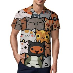 AILLOSA GFY14 3D Baskılı Desen Kısa kollu Polo Yaka Erkek T-shirt