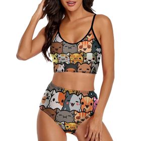 AILLOSA GFY14 Geniş Omuz Askılı Üçgen Bikini Üstü Alçak Bel İki Parça Kadın Bikini Seti