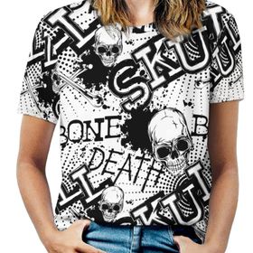 AILLOSA GFY19 Tamamı Baskılı Kısa Kollu Yuvarlak Yaka Kadın T-shirt