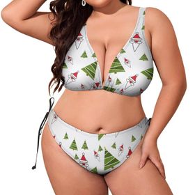 AILLOSA GFY21 Dolgulu İki Parça Boyundan Bağlı Büyük Beden Kadın Bikini Seti