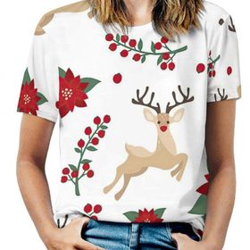 AILLOSA GFY24 Tamamı Baskılı Kısa Kollu Yuvarlak Yaka Kadın T-shirt