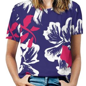 AILLOSA GFY30 Tamamı Baskılı Kısa Kollu Yuvarlak Yaka Kadın T-shirt